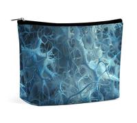 HJKBCV Blue Neuron Picture PU Leather Travel Makeup Bag Mini Pocket Cosmetic Bag for Women Portable Handbag Closure Organizer Makeup Case Toiletry Bag, style, One Size