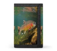 HJKBCV Brook Trout Fly Fishing Trifold Wallet Credit Card Purse Portable Outdoor Sports Wallets Pocket Coin Wallet with Id Window for Men Women, style, One Size
