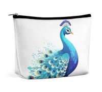 HJKBCV Cartoon Blue Peacock PU Leather Travel Makeup Bag Mini Pocket Cosmetic Bag for Women Portable Handbag Closure Organizer Makeup Case Toiletry Bag, style, One Size