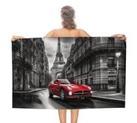 HJKBCV City Street Red Car Beach Towel 31" X 51" Quick Dry Blanket Household Bath Towels Pool Towel Extra Large Sand Free Lightweight Swim Essentials Travel Towel for Women Men
