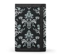 HJKBCV Damask Pattern Trifold Wallet Credit Card Purse Portable Outdoor Sports Wallets Pocket Coin Wallet with Id Window for Men Women, style, One Size