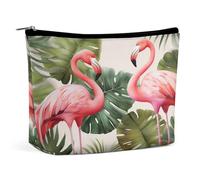 HJKBCV Flamingo Palm Trees Leaf PU Leather Travel Makeup Bag Mini Pocket Cosmetic Bag for Women Portable Handbag Closure Organizer Makeup Case Toiletry Bag, style, One Size