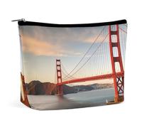 HJKBCV Golden Gate Bridge PU Leather Travel Makeup Bag Mini Pocket Cosmetic Bag for Women Portable Handbag Closure Organizer Makeup Case Toiletry Bag, style, One Size