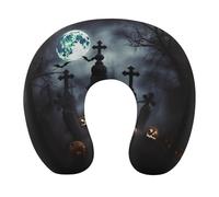 HJKBCV Gothic Happy Halloween Travel Pillow Comfortable Travel Neck Pillow U Shape Portable Headrest Office Napping Pillow Great for Airplane Chair Car Home Office