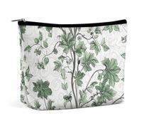 HJKBCV Green Leaves And Vines PU Leather Travel Makeup Bag Mini Pocket Cosmetic Bag for Women Portable Handbag Closure Organizer Makeup Case Toiletry Bag, style, One Size