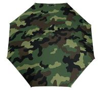 HJKBCV Green Military Pattern 3 Fold Umbrella for Women Men Compact Automatic Umbrella Windproof Travel Umbrella Strong Lightweight Umbrellas for Outdoor Sun Rain
