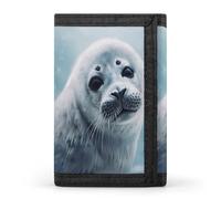 HJKBCV Harp Seal Painting Wallpaper Trifold Wallet Credit Card Purse Portable Outdoor Sports Wallets Pocket Coin Wallet with Id Window for Men Women, style, One Size