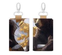 HJKBCV Leather Car Key Protector Mini Bear on The Branch Anti-Theft Pouch Waterproof Credit Card Protector Case Anti-Theft Pouch for Car Keys, Bank Cards, Coins, Style, One Size