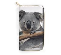 HJKBCV Leather Wallet for Women Men Funny Koalas Slim Billfold Purse Credit Card Bag with Zipper Waterproof Long Wallet for Gift Work Travel Daily Use, style, 19.7x10.5cm
