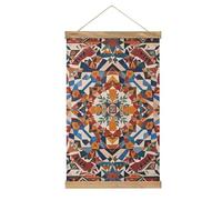 HJKBCV Linen Hanging Painting Patchwork Moroccan Tapestry Wall Hanging Modern Wall Decor Art Painting Vintage Hanging Poster Tapestries for Bedroom Living Room