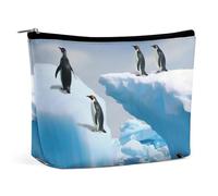 HJKBCV Penguins On The Iceberg PU Leather Travel Makeup Bag Mini Pocket Cosmetic Bag for Women Portable Handbag Closure Organizer Makeup Case Toiletry Bag, style, One Size