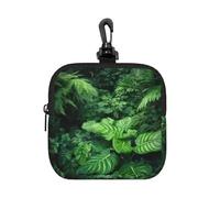 HJKBCV Small Neoprene Pouch, Mini Portable Makeup Bag With Carabiner Keychain Waterproof Travel Coin Purse Storage Bag Densely Growing Green Plants Clutch Cosmetic Organizer For Women