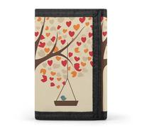 HJKBCV Tree with Birds on Swing Trifold Wallet Credit Card Purse Portable Outdoor Sports Wallets Pocket Coin Wallet with Id Window for Men Women, style, One Size