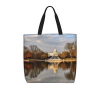 HJKBCV White House Lake View Womens Tote Bag Large Reusable Grocery Bags Casual Shoulder Bags For Shopping, Travel, Work Gift For Women