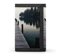 HJKBCV Wood Jetty And Calm Lake Trifold Wallet Credit Card Purse Portable Outdoor Sports Wallets Pocket Coin Wallet with Id Window for Men Women, style, One Size