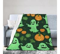 HJKdfv Green Ghost Horror Halloween Pumpkin Print Ultra-Soft Micro Fleece Blanket, Soft, Lightweight, Cozy Flannel Throw For Bed, Couch, Sofa And Travel Warm