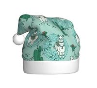 HJKdfv Llama Alpaca Green Print Unisex Christmas Party Hat, Xmas Santa Cap For Men And Women, Plush Winter Holiday Novelty Hat