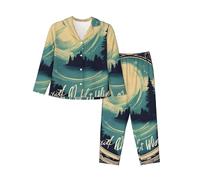 HJKdfv Not All Who Wander Are Lost Print Women'S Pajama Set, Long Sleeve Down Button Sleepwear, Soft Pjs For Comfortable Lounging And Nightwear Black