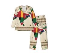 HJKdfv Sultanate Of Delhi Map With 02 Print Stylish Men'S Long Sleeve Pajama Set, Soft Sleepwear With Pockets, Button Down Lounge Sets For Ultimate Comfort Black