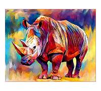 HJKGSX DIY 5D Diamond Painting Kit Painted animal rhino paint by number adults Full Drill Crystal Rhinestone Embroidery Pictures Art Craft for Home Decor 12x16 inch (Frameless)