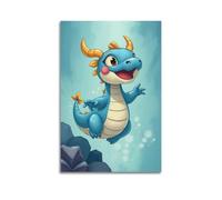 hjkhjt Animal Poster A Blue Dragon Sea Slug Floating Poster Wall Art Canvas Aesthetic Cover Painting for Living Room Bed Room 12x18inch(30x45cm) Unframe-style