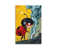 hjkhjt Animal Poster A Brave Ladybug Facing A Storm Poster Wall Art Canvas Aesthetic Cover Painting for Living Room Bed Room 24x36inch(60x90cm) Unframe-style