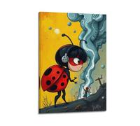hjkhjt Animal Poster A Brave Ladybug Facing A Storm Poster Wall Art Canvas Aesthetic Cover Painting for Living Room Bed Room 08x12inch(20x30cm) Frame-style
