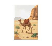 hjkhjt Animal Poster A Camel Walking in The Desert Poster Wall Art Canvas Aesthetic Cover Painting for Living Room Bed Room 16x24inch(40x60cm) Unframe-style