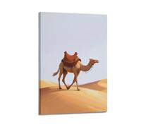 hjkhjt Animal Poster A Camel Walking on Desert Dunes Poster Wall Art Canvas Aesthetic Cover Painting for Living Room Bed Room 20x30inch(50x75cm) Frame-style