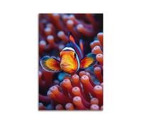 hjkhjt Animal Poster A Colorful Clownfish in An Anemone Poster Wall Art Canvas Aesthetic Cover Painting for Living Room Bed Room 16x24inch(40x60cm) Unframe-style