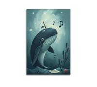 hjkhjt Animal Poster A Communicating Whale with Songs Poster Wall Art Canvas Aesthetic Cover Painting for Living Room Bed Room 12x18inch(30x45cm) Unframe-style
