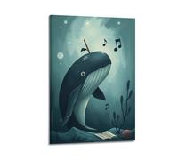 hjkhjt Animal Poster A Communicating Whale with Songs Poster Wall Art Canvas Aesthetic Cover Painting for Living Room Bed Room 20x30inch(50x75cm) Frame-style