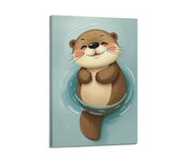 hjkhjt Animal Poster A Cute Otter Floating on Its Back Poster Wall Art Canvas Aesthetic Cover Painting for Living Room Bed Room 24x36inch(60x90cm) Frame-style