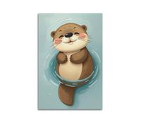 hjkhjt Animal Poster A Cute Otter Floating on Its Back Poster Wall Art Canvas Aesthetic Cover Painting for Living Room Bed Room 24x36inch(60x90cm) Unframe-style