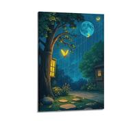 hjkhjt Animal Poster A Firefly Lighting Up The Night Poster Wall Art Canvas Aesthetic Cover Painting for Living Room Bed Room 16x24inch(40x60cm) Frame-style