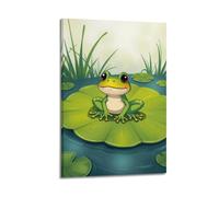hjkhjt Animal Poster A Frog Sitting on A Large Lily Pad Poster Wall Art Canvas Aesthetic Cover Painting for Living Room Bed Room 12x18inch(30x45cm) Frame-style