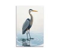 hjkhjt Animal Poster A Heron Standing still in Shallow Water Poster Wall Art Canvas Aesthetic Cover Painting for Living Room Bed Room 24x36inch(60x90cm) Unframe-style