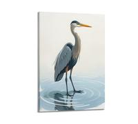 hjkhjt Animal Poster A Heron Standing still in Shallow Water Poster Wall Art Canvas Aesthetic Cover Painting for Living Room Bed Room 16x24inch(40x60cm) Frame-style