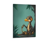 hjkhjt Animal Poster A Mongoose Facing A Cobra Poster Wall Art Canvas Aesthetic Cover Painting for Living Room Bed Room 08x12inch(20x30cm) Frame-style