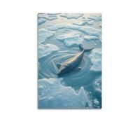 hjkhjt Animal Poster A Mystical Narwhal in Icy Waters Poster Wall Art Canvas Aesthetic Cover Painting for Living Room Bed Room 16x24inch(40x60cm) Unframe-style