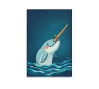 hjkhjt Animal Poster A Narwhal Using Its Tusk As A Compass Poster Wall Art Canvas Aesthetic Cover Painting for Living Room Bed Room 16x24inch(40x60cm) Unframe-style
