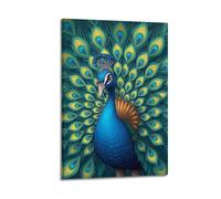 hjkhjt Animal Poster A Peacock Opening Its Feathers Like A Fan Poster Wall Art Canvas Aesthetic Cover Painting for Living Room Bed Room 16x24inch(40x60cm) Frame-style