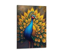 hjkhjt Animal Poster A Peacock Showing Off Its Colorful Feathers Poster Wall Art Canvas Aesthetic Cover Painting for Living Room Bed Room 08x12inch(20x30cm) Frame-style