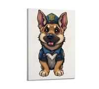 hjkhjt Animal Poster A Police Dog on Duty Poster Wall Art Canvas Aesthetic Cover Painting for Living Room Bed Room 08x12inch(20x30cm) Frame-style