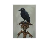hjkhjt Animal Poster A Raven Perched on An Old Scarecrow Poster Wall Art Canvas Aesthetic Cover Painting for Living Room Bed Room 20x30inch(50x75cm) Unframe-style
