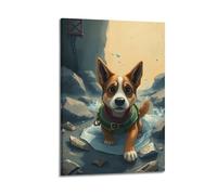 hjkhjt Animal Poster A Rescue Dog Finding Survivors Poster Wall Art Canvas Aesthetic Cover Painting for Living Room Bed Room 16x24inch(40x60cm) Frame-style