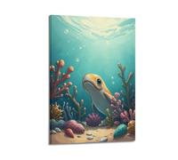 hjkhjt Animal Poster A Slippery Eel Hiding in Coral Reefs Poster Wall Art Canvas Aesthetic Cover Painting for Living Room Bed Room 24x36inch(60x90cm) Frame-style