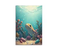 hjkhjt Animal Poster A Slippery Eel Hiding in Coral Reefs Poster Wall Art Canvas Aesthetic Cover Painting for Living Room Bed Room 08x12inch(20x30cm) Unframe-style