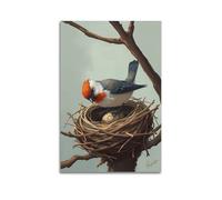 hjkhjt Animal Poster A Sparrow Building A Nest with Twigs Poster Wall Art Canvas Aesthetic Cover Painting for Living Room Bed Room 08x12inch(20x30cm) Unframe-style
