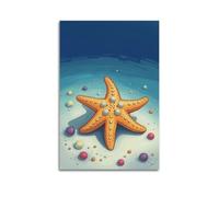 hjkhjt Animal Poster A Starfish on Ocean Floor Poster Wall Art Canvas Aesthetic Cover Painting for Living Room Bed Room 24x36inch(60x90cm) Unframe-style